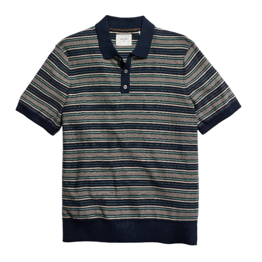 Vintage Stripe Sweater Polo (Carbon Blue/Green)