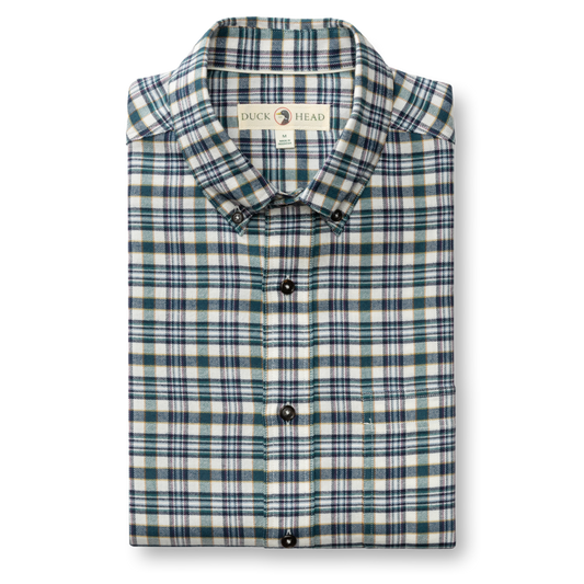 Cotton Flannel Sport Shirt - Radcliffe Plaid (Windblown Sky)