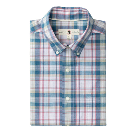 Cotton Slub Sport Shirt - Owens Plaid (Shadow Blue)