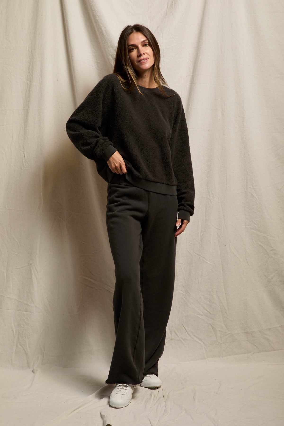 T394-oversized ziggy - inside out fleece long sleeve shrunken crewneck sweatshirt - FA26